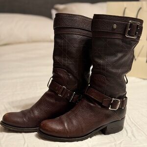 Dior Dark Brown Leather Moto Boots
